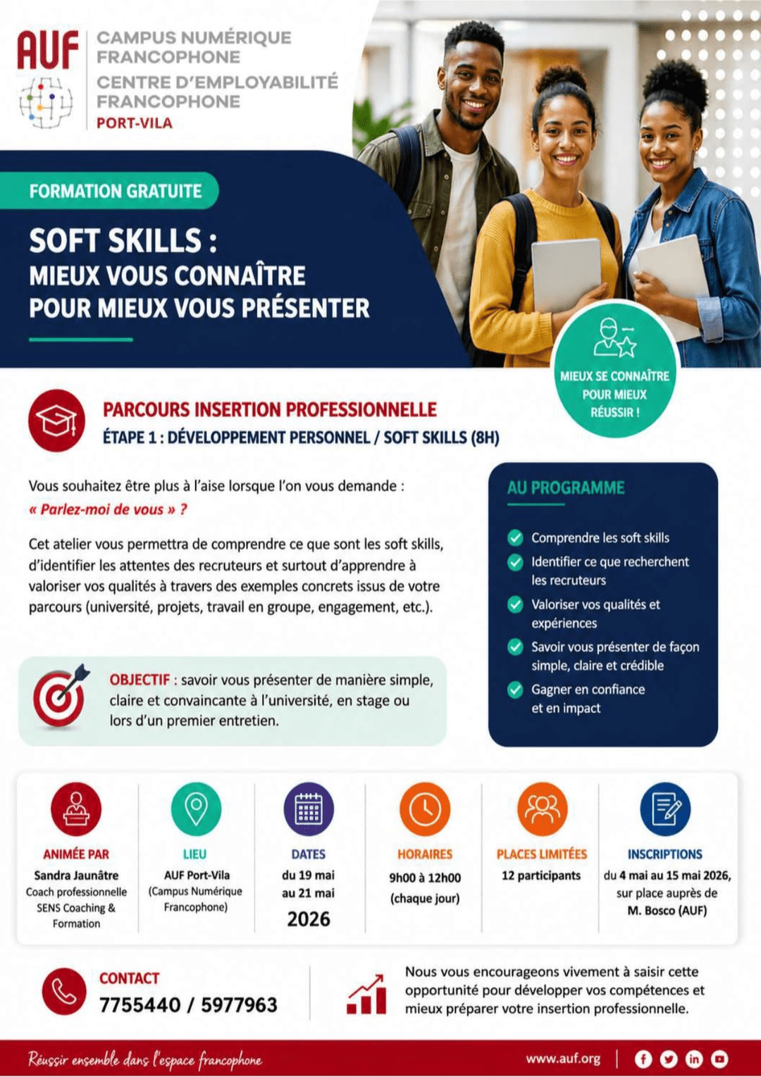 :hibiscus::vanuatu: Formation gratuite | Soft Skills – AUF Port-Vila