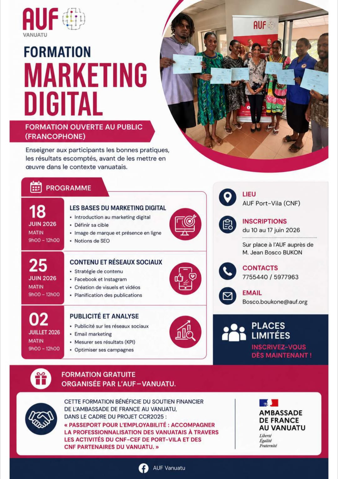 🇻🇺🎓 Formation gratuite en marketing digital à Port-Vila : inscriptions ouvertes !